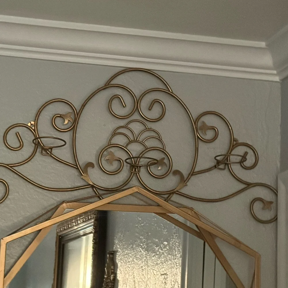 Home interiors Fleur de lis Hollywood Regency Hanging wall Candle Holder